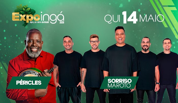 Image for the event: 14/05 • PÉRICLES + SORRISO MAROTO | EXPOINGÁ 2026